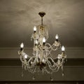 Chrystal chandelier close-up with copy space Royalty Free Stock Photo