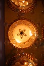 Chrystal chandelier close up. Glamour background with copy space Royalty Free Stock Photo