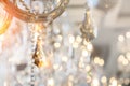 Chrystal chandelier close-up. Glamour background with copy space Royalty Free Stock Photo