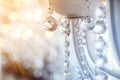 Chrystal chandelier close-up. Glamour background with copy space Royalty Free Stock Photo