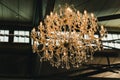 Chrystal chandelier in a industry hall Royalty Free Stock Photo