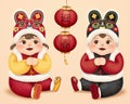 Chubby baby in Chinese tiger hat Royalty Free Stock Photo