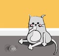 A chubby cat just coughed up a hairball Royalty Free Stock Photo