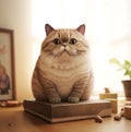 Chubby cat sit on the box Royalty Free Stock Photo