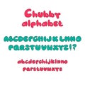 Chubby colored letters. Color cartoon font. Fun kids abc.