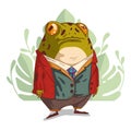 A chubby frog, vector illustration. Elegant anthropomorphic bullfrog