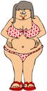 Chubby girl in a polka-dot bikini