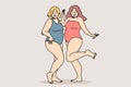 Chubby girls in swimsuits acceptance their bodies.