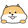 Cartoon Shiba Inu dog face and paws clipart with tongue sticking out