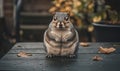 Adorable Squirrel Sitting on a Wooden Table Royalty Free Stock Photo