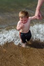 Chubby toddler afraid of water