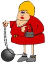 Chubby woman with a ball & chain