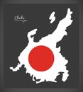 Chubu map of Japan with Japanese national flag illustration Royalty Free Stock Photo