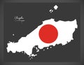 Chugoku map of Japan with Japanese national flag illustration Royalty Free Stock Photo