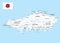 Chugoku Map. Map of Japan Prefecture. White color Royalty Free Stock Photo