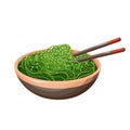 Chuka, wakame or kombu, vegan Japanese seaweed food, bowl with green salad and sesame Royalty Free Stock Photo