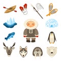 Chukchi Icons Set vector illustration