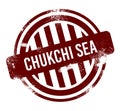 Chukchi Sea - red round grunge button, stamp