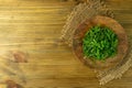 Chukka Seaweed Salad or Sea Kelp Salat on Rustic Background