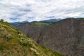 Chulyshman mountain valley from a height of Summer Rain River Falls Royalty Free Stock Photo