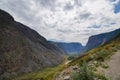 Chulyshman mountain valley from a height of Summer Rain River Falls Royalty Free Stock Photo