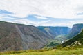 Chulyshman mountain valley from a height of Summer Rain River Falls Royalty Free Stock Photo