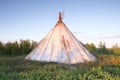 Chum tent in tundra in north Russia, Yamal Royalty Free Stock Photo