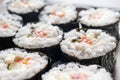 Chumaki Sushi Rolls with Tuna, Salmon, Rice, Cucumber, Avocado And Nori Seaweed on a Plate Royalty Free Stock Photo