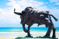 The bull statue is On the beach Thung Wua Laen in Chumphon