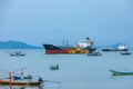 Chumphon thailand - 15 september 2019: Industrial ships on the Sea