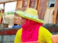 close up of fisherman woman with colorful.