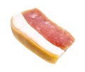 chunk of barrel salted Salo with pork meat cutout