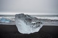 Chunk of ice on Diamond Beach in Iceland. Royalty Free Stock Photo