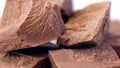 Chopped premium Belgian Gianduja chocolate macro closeup. Royalty Free Stock Photo