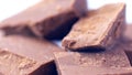 Chopped premium Belgian Gianduja chocolate macro closeup. Royalty Free Stock Photo