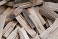 Chunks of wood destined for heating. Thy are cut in correct size to fit into the stove.