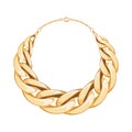 Chunky chain golden metallic necklace or bracelet. Royalty Free Stock Photo