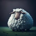 Chunky fluffy realistic sheep, blur background, obese animal