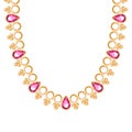 Chunky golden chain with rubies necklace or