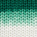 Chunky Knit Fabric with Gradient from Deep Green to Mint and White Royalty Free Stock Photo