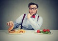 Chunky man craving delicious burger Royalty Free Stock Photo