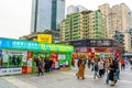 Chunxi road , famous commercial shopping street in Chengdu during evening at Chengdu Sichuan , China : 20 October 2023