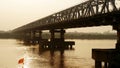 Chuong Duong Bridge in Hanoi On the Sunset. Vietnam. Royalty Free Stock Photo