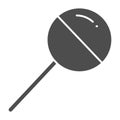 Chupa Chups solid icon. Sweet round lollipop illustration isolated on white. Chupa Chups yummy candy lollipop for kids