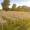 Chuppah and white chairs on a Jewish wedding Royalty Free Stock Photo