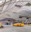 Post Buses at the bus station in the city of Chur in Switzerland