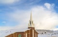 Church against snow and sky in Eagle Mountain Utah Royalty Free Stock Photo