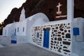 Church near the red islands of Akrotiri Santorini beach Cyclades. Royalty Free Stock Photo