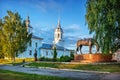 Church of Alexander Nevsky and a sculpture of a horse in the Kremlin in the city of Vologda