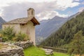 Church in an alpine village in the Gressoney valley near Monte Rosa Royalty Free Stock Photo